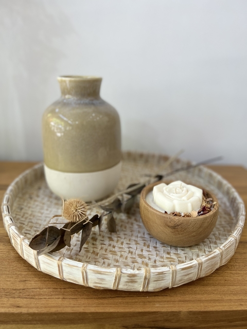 Bandeja de bambú redonda