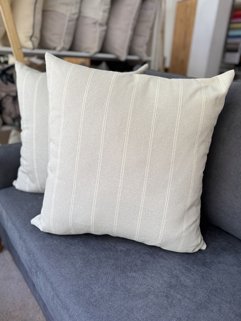 Par almohadón lino raya doble trama 60*60 cm