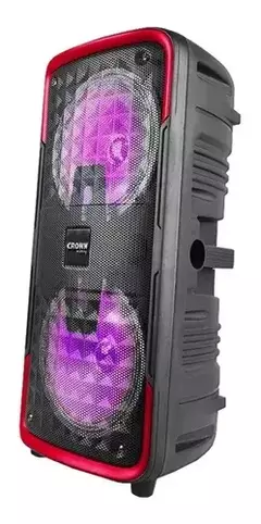 Parlante Portatil Bluetooth Luces Led Crown Mustang Atomic 8 Color Negro