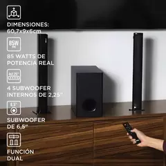 BARRA DE SONIDO STROMBERG MERGE C/Subwoofer FM/Bluetooh/HDMI 85W REAL - comprar online
