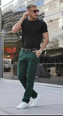 H Pantalón Semi chupin verde chino TUPE
