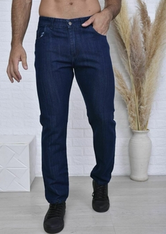 H Pantalón clásico rígido recto azul premium
