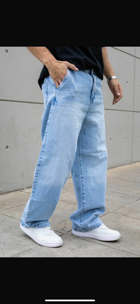 Pantalon de jean celeste BAGGY - comprar online