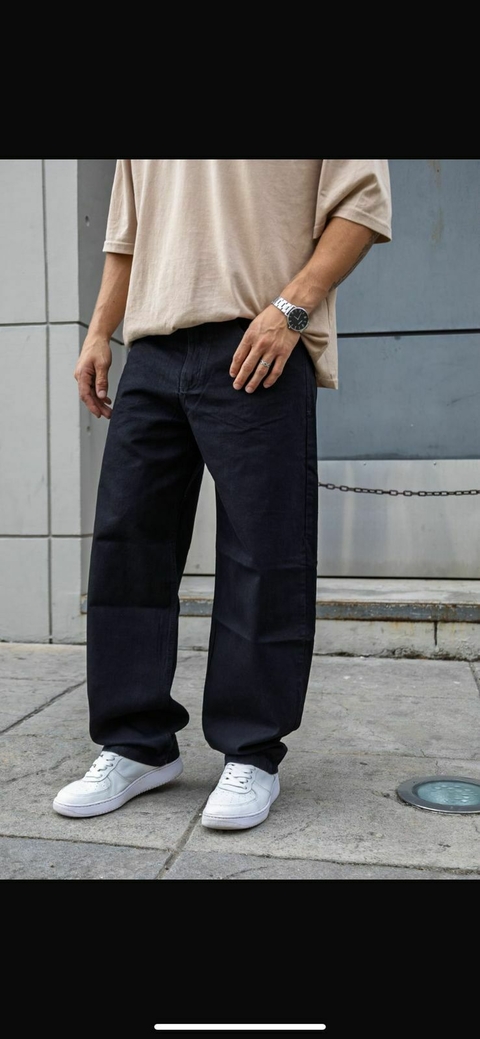 Pantalon de jean negro BAGGY - - comprar online