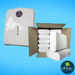 DISPENSER PARA TOALLAS INTERCALADAS + CAJA DE PAPEL PARA MANOS BLANCO PREMIUM - comprar online