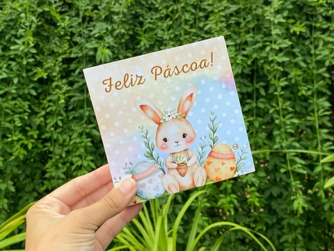 048 - Cartão com Bolso para Biscoito Bolacha Cookie Páscoa 11,5 x 11,5 cm Personalizado