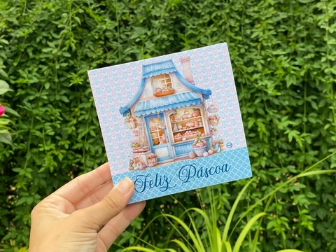 059 - Cartão com Bolso para Biscoito Bolacha Cookie Páscoa 11,5 x 11,5 cm Personalizado