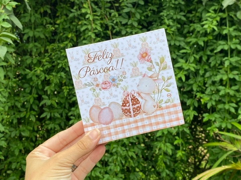 040 - Cartão com Bolso para Biscoito Bolacha Cookie Páscoa 11,5 x 11,5 cm Personalizado