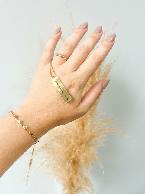 Colar Medalha Retangular - Semijoia em Ouro 18k
