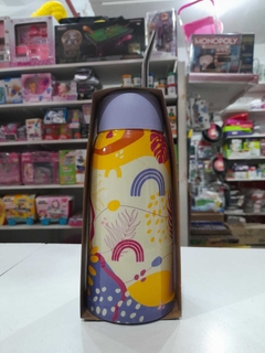 Termo Mate Estampado Con Bombilla Metal - Dominó Online