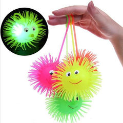 Pelota de Silicona con Luz, pelitos y carita