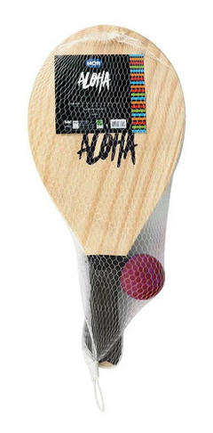 Paletas de Madera x 2 con Pelota Aloha en Red