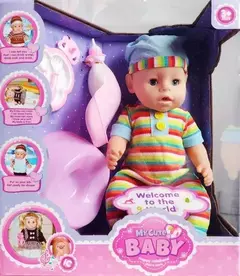 Muñeca BABY MAGIC con pelela y babero en caja