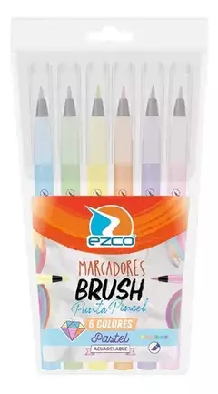 Marcadores EZCO Brush Pincel x 6 Pastel