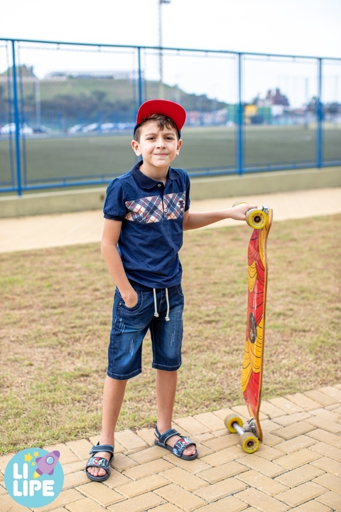 Conjunto Infantil Menino Gola Polo Xadrez - loja online