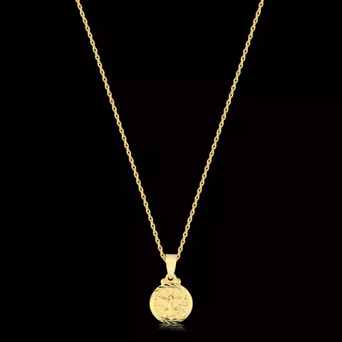 KIT - Corrente cadeado 1.5mm - Pingente Medalha Espírito Santo Detalhado 1,6x1,2cm - Banhado a ouro 18K - Garantia de 01 ano - comprar online