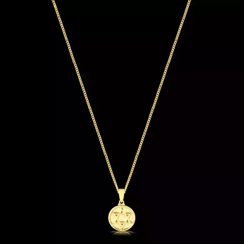 KIT - Corrente grumet 1.5mm - Pingente Medalha Estrela De Davi 1,5X1,5cm - Banhado a ouro 18K - Garantia de 01 ano - comprar online