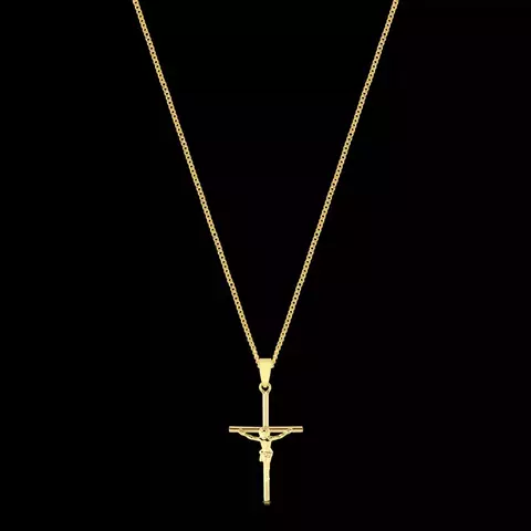 KIT - Corrente Grumet 1.5mm - Pingente Crucifixo Palito [P] 3x2cm - Banhado a ouro 18K - Garantia de 01 ano - comprar online