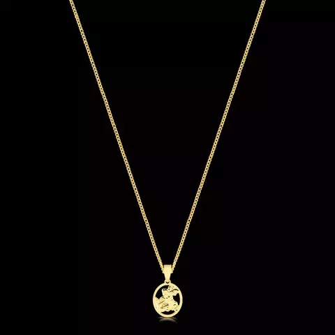 KIT - Corrente grumet 1.5mm - Pingente Plaquinha Oval São Jorge Vazado 1,5X1cm - Banhado a ouro 18K - Garantia de 01 ano - comprar online