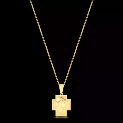 KIT - Corrente Grumet 1.5mm - Pingente Crucifixo Jesus Cristo 3x2cm - Banhado a ouro 18K - Garantia de 01 ano - comprar online