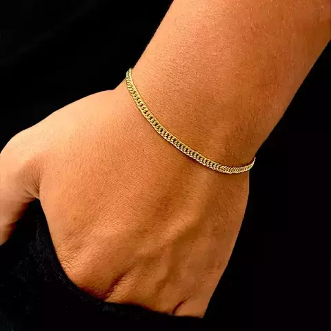 Pulseira Grumet Elo Duplo - Fecho gaveta - 2mm - Banhado a ouro 18K - Garantia de 01 ano - comprar online