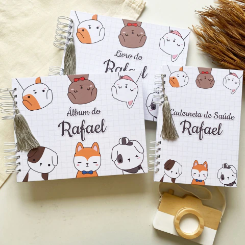 Kit Livro, Álbum e Caderneta Cachorrinhos Minimalista
