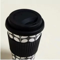 MUG DE FIBRA DE BAMBOO HOJAS TAPA SILICONA 400 ML - comprar online