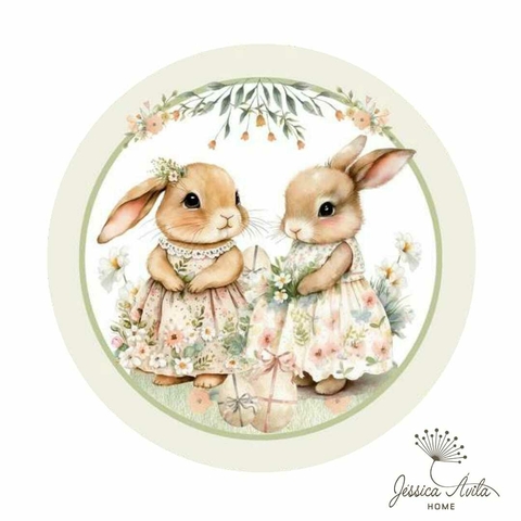 capa para base de MDF • Páscoa • Coelhas Irmãs