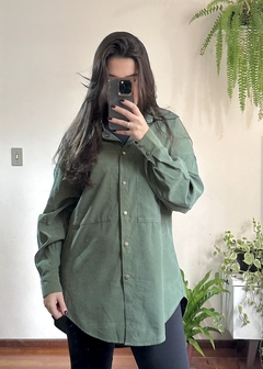 Camisa oversized com botões de pressão verde - comprar online