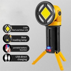 Linterna Reflector Recargable con Baliza, Luz auxiliar y Tripode en el cuerpo - comprar online