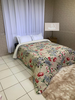 Coberdrom Sherpa - Lã de Carneiro - QUEEN - Estampado Floral Vinho com Bege