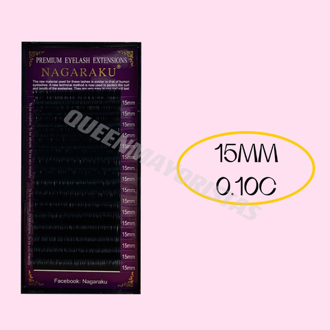 Pestañas nagaraku pelo X pelo 15mm 0.10c caja violeta