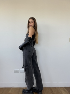 Jean cargo wide leg acid wash - comprar online