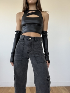 Jean cargo wide leg acid wash - Manos de Tijera