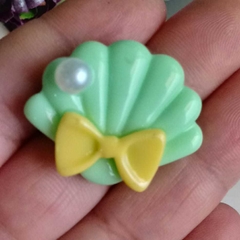 Aplique Concha Verde Bebê 30mm x 25mm