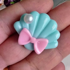 Aplique Concha Azul Bebê 30mm x 25mm