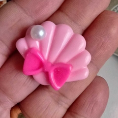 Aplique Concha Rosa Bebê 30mm x 25mm