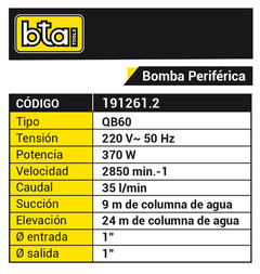 Bomba Periférica QB60 370 W BTA - comprar online