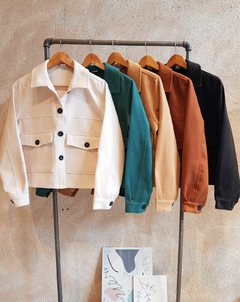 #195 CHAQUETA CROP DE PAÑO - tienda online