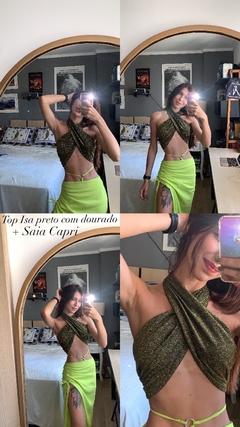Top Isa preto com dourado LUREX - amarração na internet