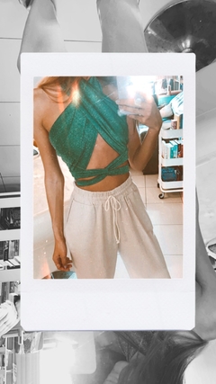 Top Isa NEW II lurex verde - amarração - comprar online