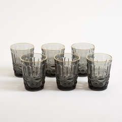 Vasos azulados con borde dorado Set x 6 (bajos) en internet
