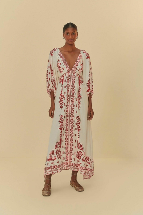 vestido longo estampado relicário - comprar online