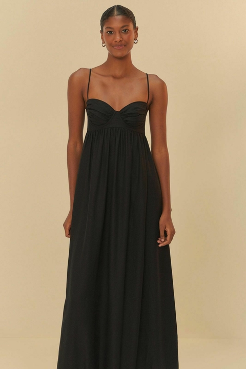 vestido longo franzido - comprar online