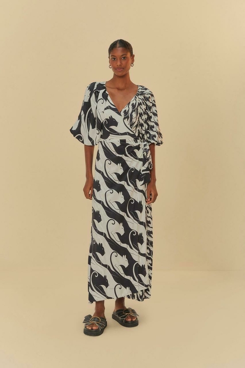 vestido transpasse estampado panteras - comprar online