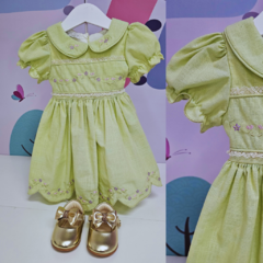 VESTIDO BORDADO VERDE PISTACHE - loja online