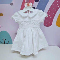 VESTIDO CASINHA DE ABELHA BRANCO - Pingo de Gente Baby-Cupom: PRIMEIRACOMPRA