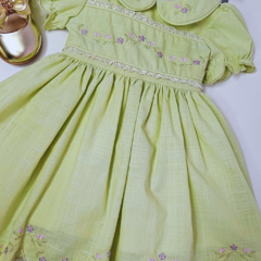 VESTIDO BORDADO VERDE PISTACHE - comprar online