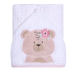 TOALHA DE BANHO SOFT FRIENDS C/CAPUZ BORD. 90X75 URSA EMA