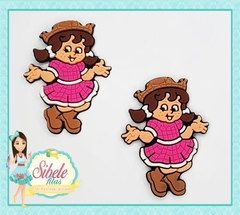 Aplique Emborrachado Menina Caipira Vestido Rosa (unidade)